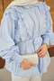 Women's Ruffle Detail Shirt Baby Blue - 6