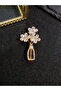 Gold Flower Vase Brooch - 4