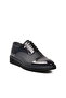 Navy Blue Patent Leather Genuine Leather Men's Classic Shoes - 4