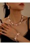 3-Piece Floral Embellished Necklace,Bracelet and Earrings Jewelry Set - 2
