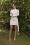 Women's Mock Neck Mini Dress with Side Drape and Buckle Detail - 3