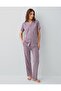 Premium Basic Patterned Short Sleeve Women's Shirt Pajama Set - 2