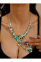 2-Piece Embellished Rhinestone Drop Necklace and Earrings Jewelry Set