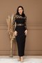Atlas Fabric Lace Detailed Dress - Black