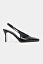 Tigy Black Rustic Patterned Buckle Detail Blunt Toe Mold Feature 7-8 cm Heel Length Heels for Women - 5