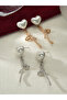 Heart Shape Faux Pearl Embellished Knot Earrings - 4