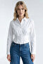 Shirt Collar Long Sleeve Pleated Detailed Cropped Regular Shirt