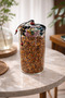 650 ml Borosilicate Glass Airtight Black Fabric Covered Jar with Bamboo Lids, Diameter: 8 Cm, H: 18 cm - 3