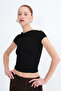Kayık Yaka Yanı Ruched T-Shirt P0653 - 3