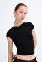 Kayık Yaka Yanı Ruched T-Shirt P0653 - 4