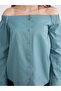 Nevavm Farkıyla Soulife Green Petite Boat Neck Gathered Blouse - S6O228Z8-Ct0 - 3