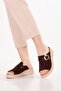 Genuine Leather Wedge Heel Pieces Comfortable Slipper Rh.421 Coffee Suede - 6