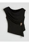Seray New Season Draped Collar Gathered Blouse - 5