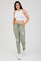 Women's Italian Star D Patterned Sequined Elastic Waist Lace-Up L Stretch Fabric Pants 40 - 46 Size - 2