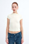 Kayık Yaka Yanı Ruched T-Shirt P0653 - 2
