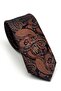 Brown Shawl Patterned Navy Blue Woven Fabric Handkerchief Slim Fit Tie // Sdk-2607-5