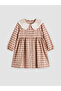Beige Peter Pan collar Plaid Girl's Dress - 2