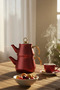 Granite Coated Gold Handle Glass Lid Teapot Burgundy - 2