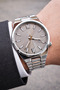Men's Wristwatch Silver Color Smoked Dial with Calendar Stylish Design Gift Boxed - 2