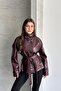 New Season Mock Neck Short Leather Trench Coat - 2