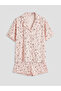 Seray New Season Shirt Collar Patterned Women's Shorts Pajama Set