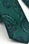 Emerald Green Shawl Patterned Navy Blue Woven Fabric Handkerchiefs Slim Fit Ties // Sdk-2606-5 - 3