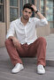 Men's Linen Loose Fit Trousers Tile - 6