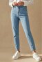 Light Blue High Waist Mom Jeans Trousers - 2