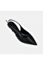 Women's Black Stone Pointed Toe Heeled Evening Dress Shoes - 7