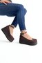 Brown Suede Wedge Heel Women Loafers V4211