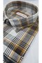 Brown Checked Linen Long Sleeve Men's Shirt - 3