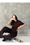 Women's Crew Neck Stone Detailed Pocketed Shiny Double Set - 5