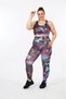 Women's Colorful Plus Size Geometric Patterned Sports High Waist Leggings Bustier 2-Piece Set - 4