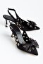 Women's Stiletto Heel U Stiletto Black Satin Bow