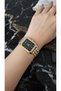 Zircon Stone Vintage Model Gold Color Rectangular Case Green Color Dial Women's Watch - 2