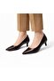 Genuine Leather 4 cm Heeled Pointed Toe Women's Stiletto - 4