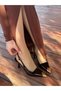 Black Patent Leather (Blue) Gold Metal Part Detail Women's Stiletto