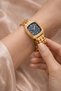 Women's Steel Watch Gold Color Blue Dial Vintage Luxury Edition Classic Elegant Stylish Women's Wristwatch - 6
