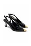 Black Patent Leather (Blue) Gold Metal Part Detail Women's Stiletto - 5