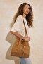 Brown Suede Ruched Pocketed Straps Women's Shoulder Bag - 5