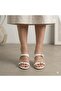 (White) Buckle Detail Thin Band Pointed Toe Goblet Heels Women's t Slipper White - 4