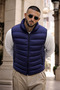 Men's Winter Lined Basic Navy Blue Puffer Vest - 2