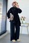 Premium Design Side Bag Ruffled Double Set - Black - 9