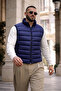 Men's Winter Lined Basic Navy Blue Puffer Vest - 3