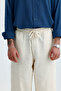 Men's Elastic Waist Baggy Fit Linen Trousers - 7