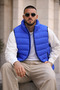 Men's Winter Lined Basic S.Blue Puffer Vest - 4