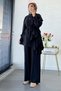 Premium Design Side Bag Ruffled Double Set - Black