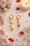 Şahmaran Şahsu Rose and Safety Pin Gold Earrings - 4