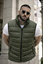 Men's Winter Lined Basic Khaki Puffer Vest - 2