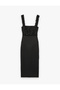 Square Collar Slim Fit Thick Straps Gipeli Midi Dress of Polka Dot Pieces - 4